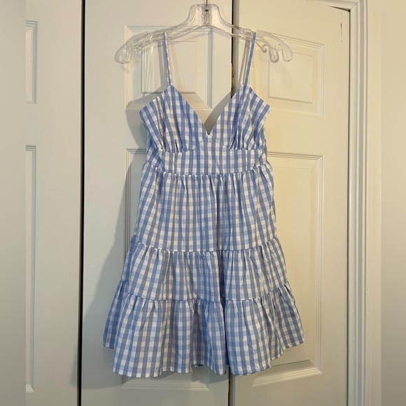 Pink Lily Dresses & Skirts - Blue gingham tiered sundress by Pink Lily